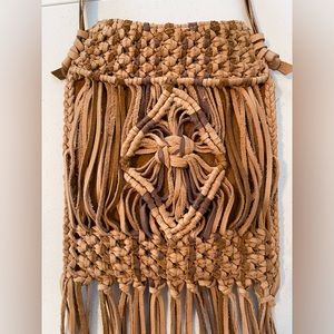 Lucky Brand macrame fringe crossbody purse